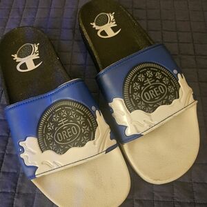 Oreo Blue and White Champion Slide Sandals